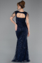 Long Navy Blue Beaded Evening Dress ABU5914