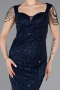 Long Navy Blue Beaded Evening Dress ABU5914