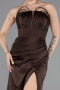 Long Brown Satin Prom Gown ABU5923