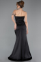 Long Black Satin Prom Gown ABU5923
