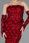 Long Burgundy Scaly Evening Dress ABU5916
