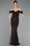 Brown Long Beaded Evening Dress ABU5557