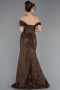 Brown Long Dantelle Evening Dress ABU5609