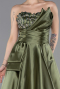 Long Olive Drab Satin Evening Dress ABU5767