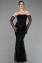 Long Black Beaded Evening Dress ABU5922