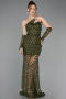 Short Olive Drab Scaly Mermaid Evening Gown ABK2581