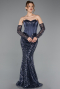 Long Anthracite Scaly Mermaid Evening Gown ABU5927