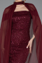 Long Burgundy Beaded Evening Dress ABU5915
