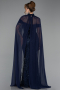 Long Navy Blue Beaded Evening Dress ABU5915