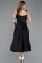 Midi Black Satin Cocktail Dress ABK2586
