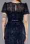 Midi Navy Blue Beaded Cocktail Dress ABK2412