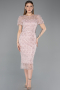 Powder Color Midi Beaded Cocktail Dress ABK2412