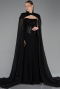 Long Black Chiffon Evening Dress ABU5931