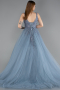 Long Dusty Blue Special Design Engagement Dress ABU5961