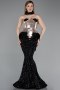 Long Black Scaly Haute Couture Dress ABU5950
