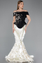 Long Black-White Scaly Haute Couture Dress ABU5952