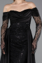 Long Black Beaded Evening Dress ABU5934