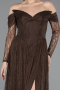 Long Brown Dantelle Evening Dress ABU5945