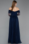 Long Navy Blue Dantelle Evening Dress ABU5945