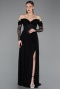 Long Black Dantelle Evening Dress ABU5945