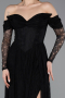 Long Black Dantelle Evening Dress ABU5945