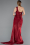 Long Burgundy Chiffon Prom Gown ABU5946