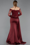 Long Burgundy Satin Mermaid Prom Dress ABU5949