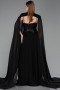 Long Black Chiffon Evening Dress ABU5931