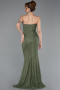 Olive Drab Long Dantelle Evening Dress ABU6148