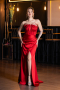 Long Red Satin Prom Gown ABU5923