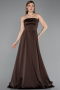 Long Brown Satin Evening Dress ABU5932