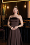 Long Brown Satin Evening Dress ABU5932