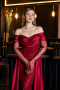 Long Burgundy Beaded Evening Dress ABU5934