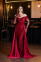 Long Burgundy Beaded Evening Dress ABU5934