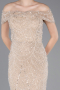 Beige Long Beaded Evening Dress ABU5694