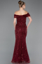 Burgundy Long Beaded Evening Dress ABU5694
