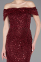 Burgundy Long Beaded Evening Dress ABU5694