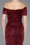Burgundy Long Beaded Evening Dress ABU5694