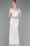 White Long Beaded Evening Dress ABU5400