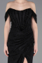 Long Black Dantelle Evening Dress ABU5973