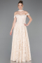 Long Beige Dantelle Evening Dress ABU5942