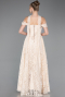 Long Beige Dantelle Evening Dress ABU5942