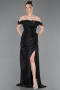 Long Black Chiffon Evening Dress ABU5974