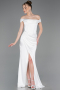 Long White Satin Evening Dress ABU5976