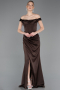 Long Brown Satin Evening Dress ABU5976