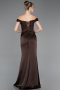 Long Brown Satin Evening Dress ABU5976