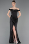 Long Black Satin Evening Dress ABU5976