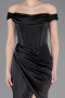 Long Black Satin Evening Dress ABU5976