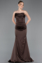 Long Brown Satin Evening Dress ABU5944
