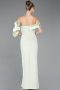 Mint Off Shoulder Satin Drape Slit Evening Gown ABU4024